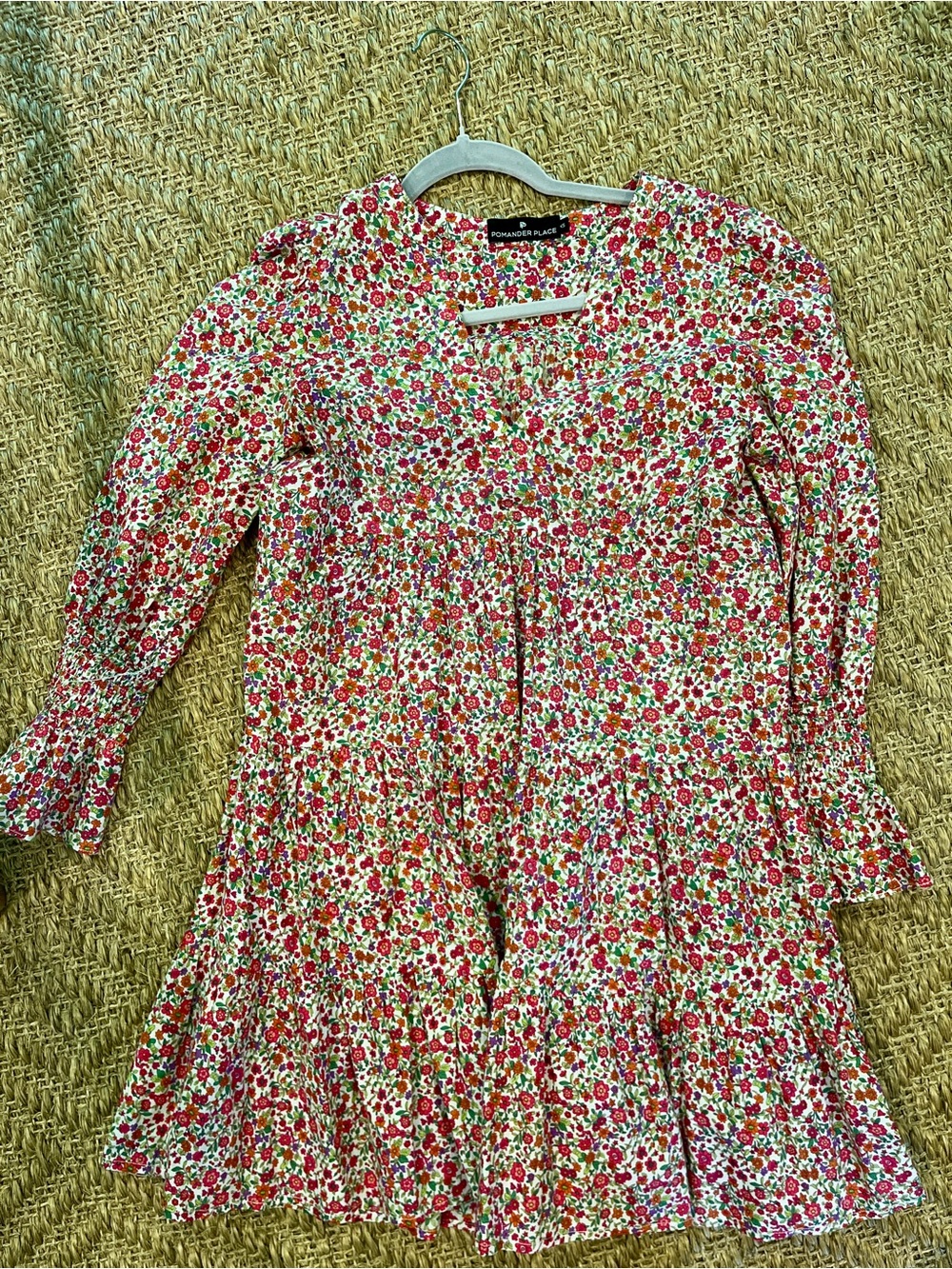 Pomander Place Floral Tiered Long-Sleeve Dress-XS
